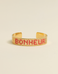 Bracelet Mio, doré 24K, brodé de fils de coton, bracelet à message