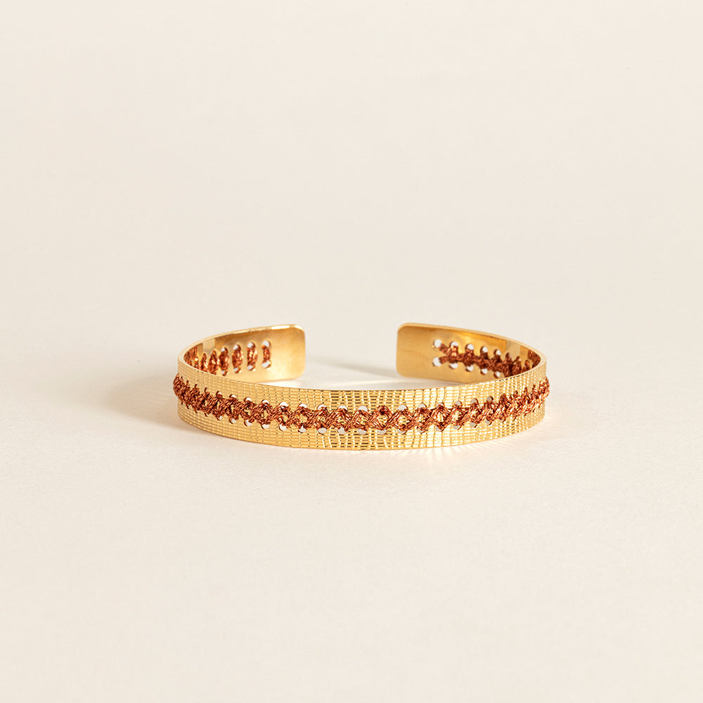 bracelet camille enrico broderie or cuivre
