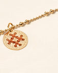 Médaille Rond dorée 24K fil de coton chaîne fine