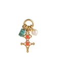 Amulette ELLA Croix du Sud dorée 24K cordon ciré fluo