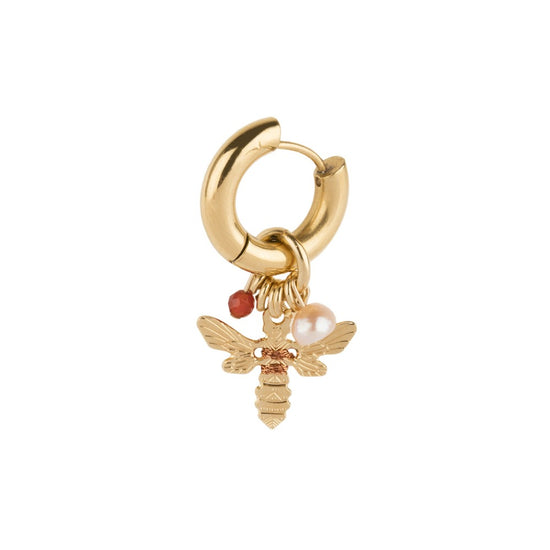 Créole Amulette ELLA Abeille dorée 24K fil de lurex