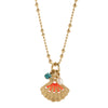 Amulette ELLA Coquillage dorée 24K cordon ciré fluo chaîne fine
