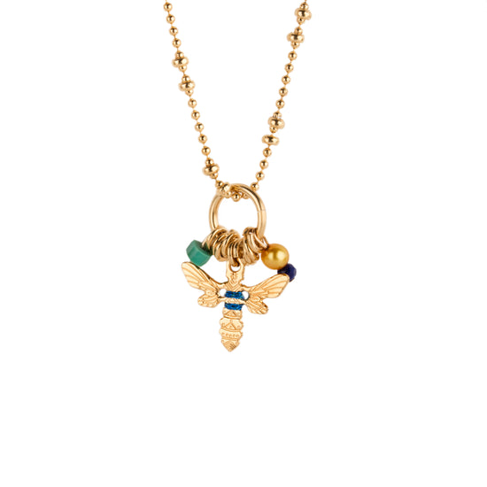 Bracelet Amulette ELLA Abeille dorée 24K fil de lurex chaîne fine