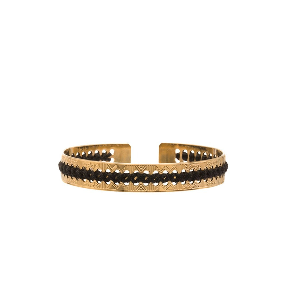 bracelet camille enrico broderie or noir