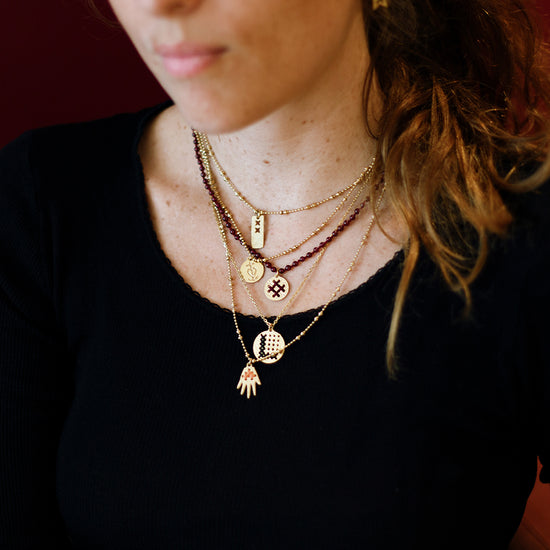 Médaille Losange doré 24K chaîne fine