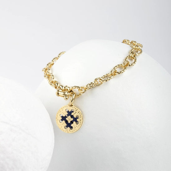bracelet camille enrico broderie médaille or chaine