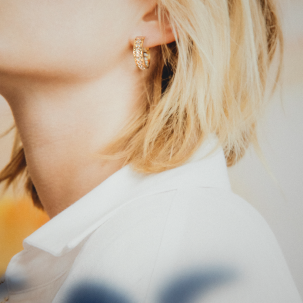 boucles d'oreilles créoles broderie camille enrico or france