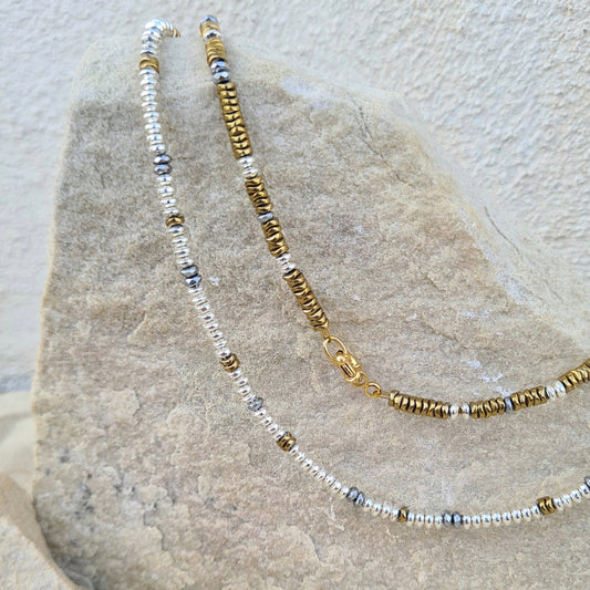 Collier mix Or Argent Amulettes plaqué or 24k hématite