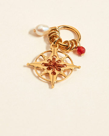 Amulette ELLA Rose des vents dorée 24K fil de lurex cuivre