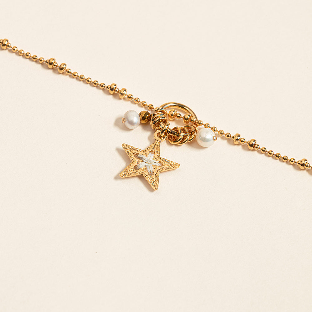 Bracelet Amulette ELLA Étoile dorée 24K fil de coton