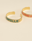 Bracelet Mio, doré 24K, brodé de fils de coton, bracelet à message