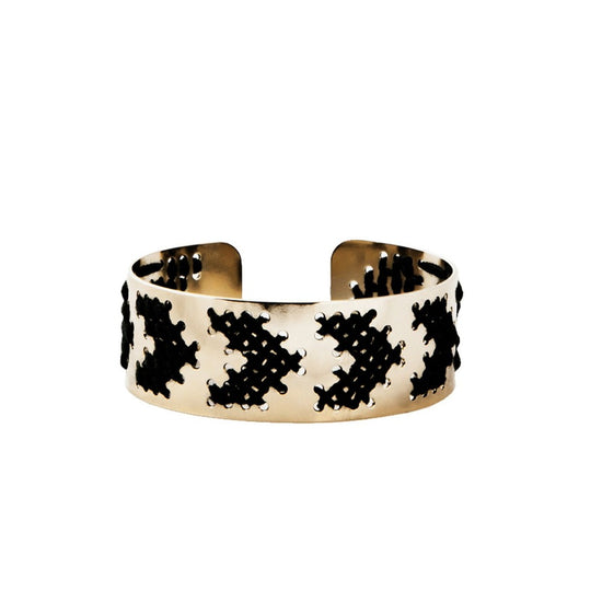 bracelet camille enrico broderie or noir