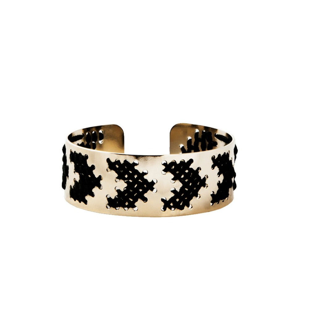 bracelet camille enrico broderie or noir