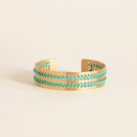 bracelet camille enrico or broderie turquoise