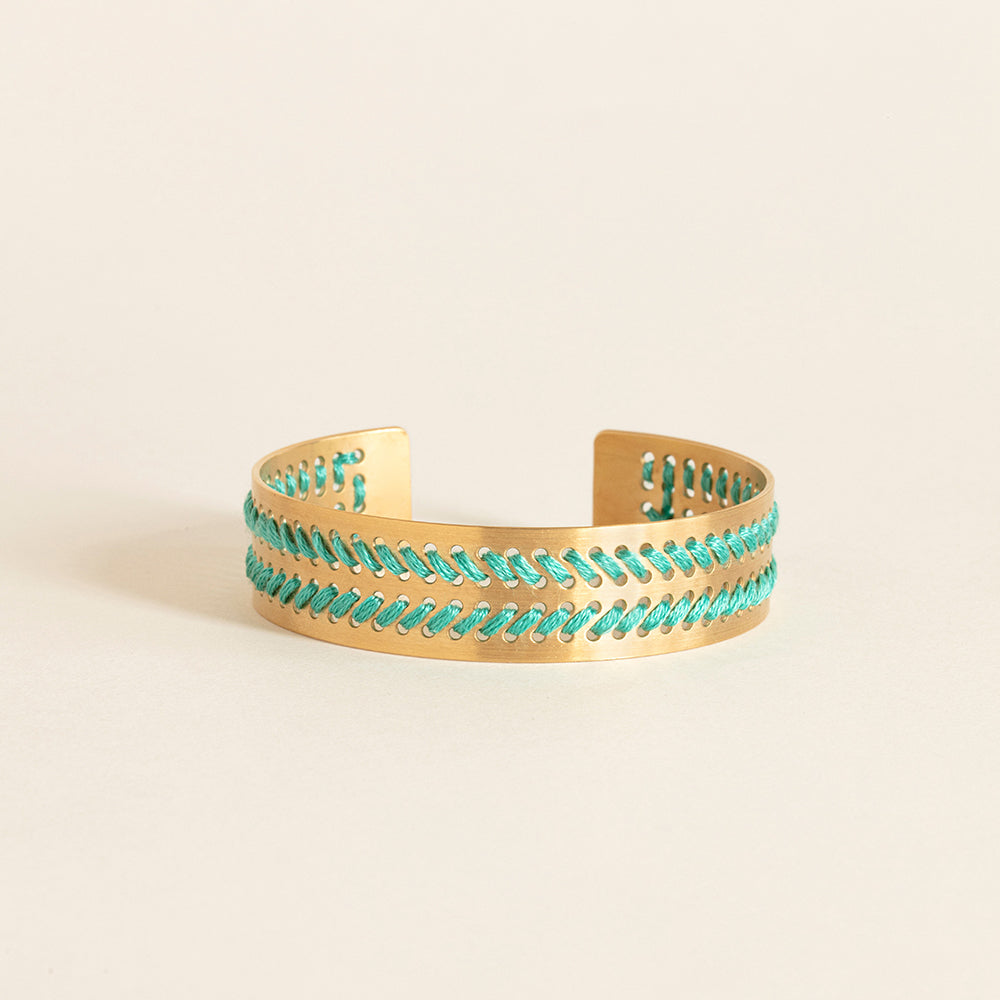 bracelet camille enrico or broderie turquoise