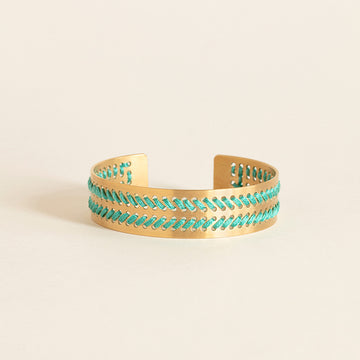 bracelet camille enrico or broderie turquoise