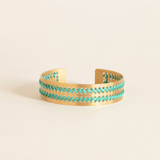 bracelet camille enrico or broderie turquoise