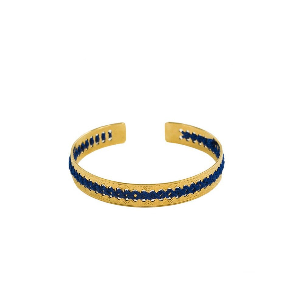 bracelet camille enrico broderie or bleu