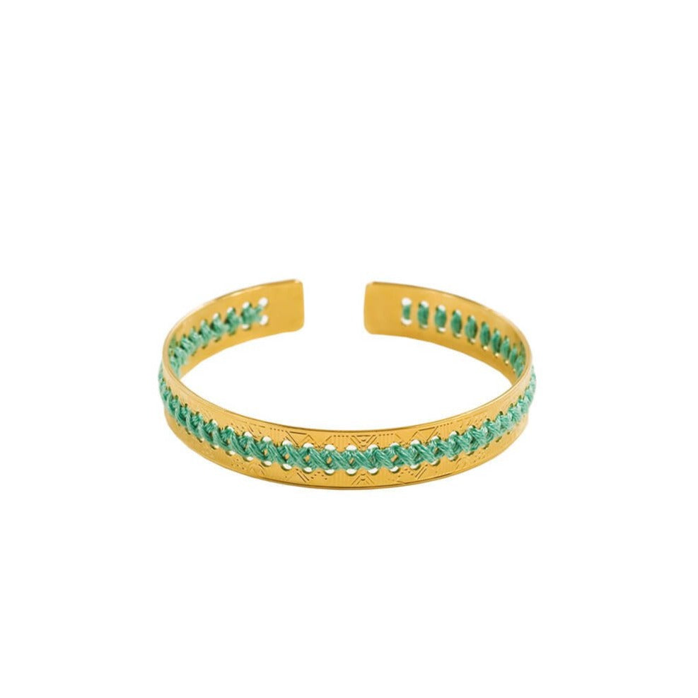 bracelet camille enrico broderie or turquoise