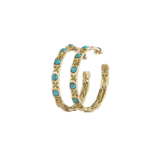 boucles d'oreilles camille enrico or turquoise france