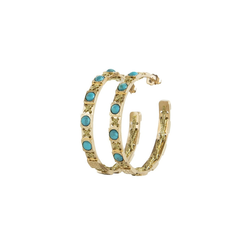 boucles d'oreilles camille enrico or turquoise france